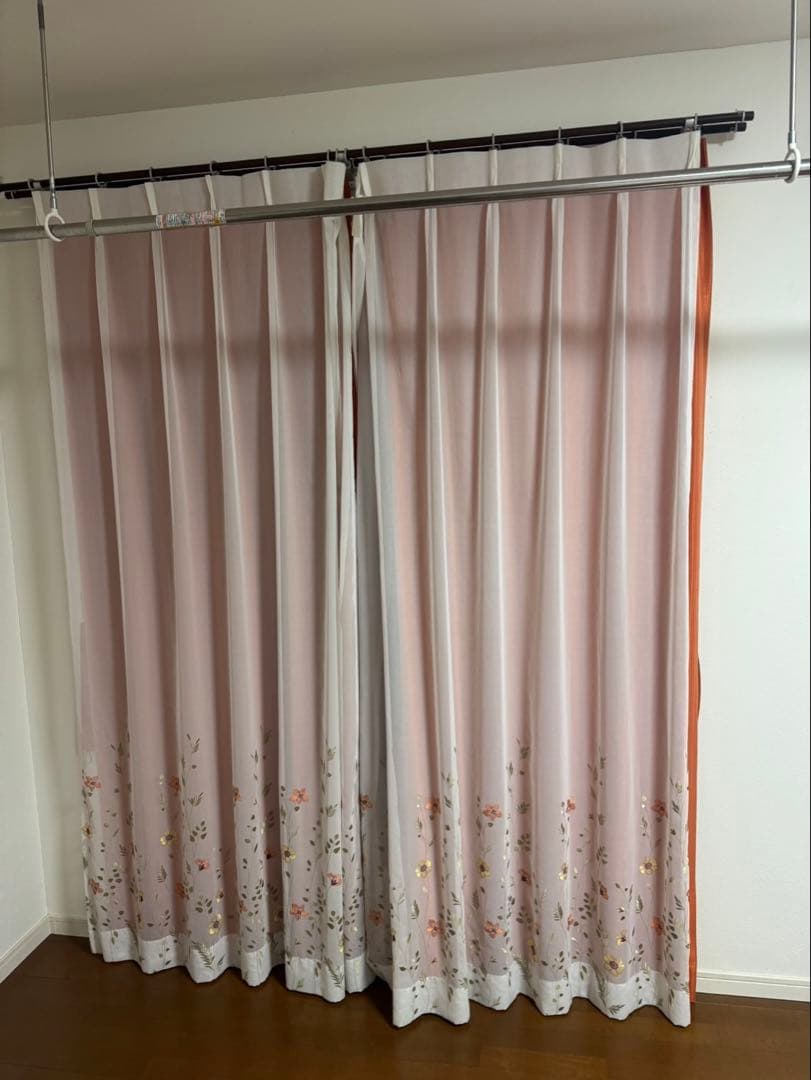 シビラ オレンジカーテン サンゲツ レースカーテン 2セット