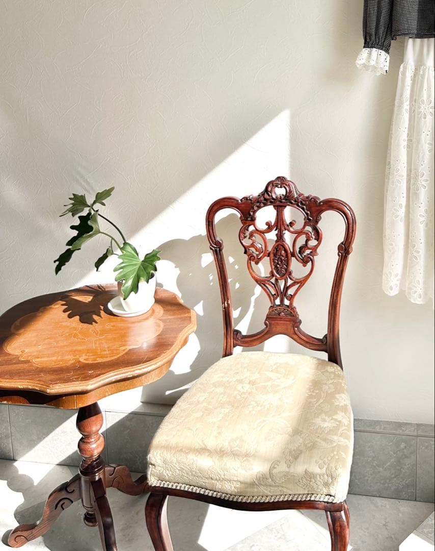 英国アンティーク木製チッペンデールダイニングチェア/サロンイス/レトロ