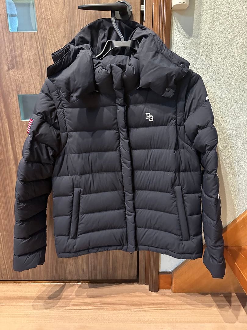 PEARLY GATES フード付きダウンジャケット 黒 PEARLY GATES - パーリーゲイツ ダウンジャケット ロゴ フード