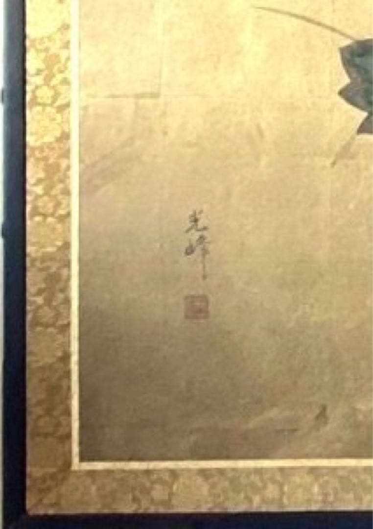 四つ折り屏風 日本画 金箔彩色 『牡丹に梅』 - メルカリ