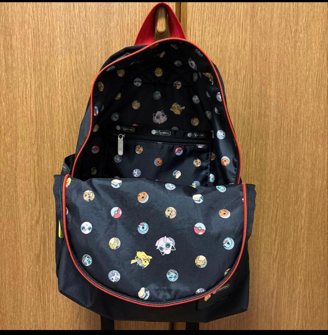 希少】LeSportsac × ポケモン ピカチュウ リュック ブラック 総柄