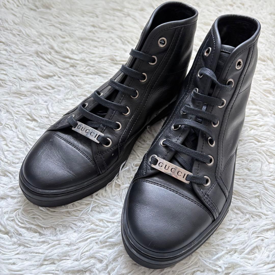 美品　GUCCI 423299 ロゴプレート23cm ハイカットスニーカー 黒 楽天市場】【靴】GUCCI グッチ GGキャンバス ハイカット スニーカー