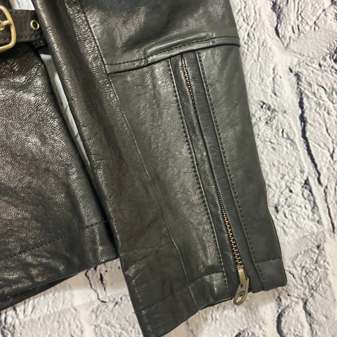 美品 AVIREX ライダース パッチカスタム ゴートレザージャケット 革