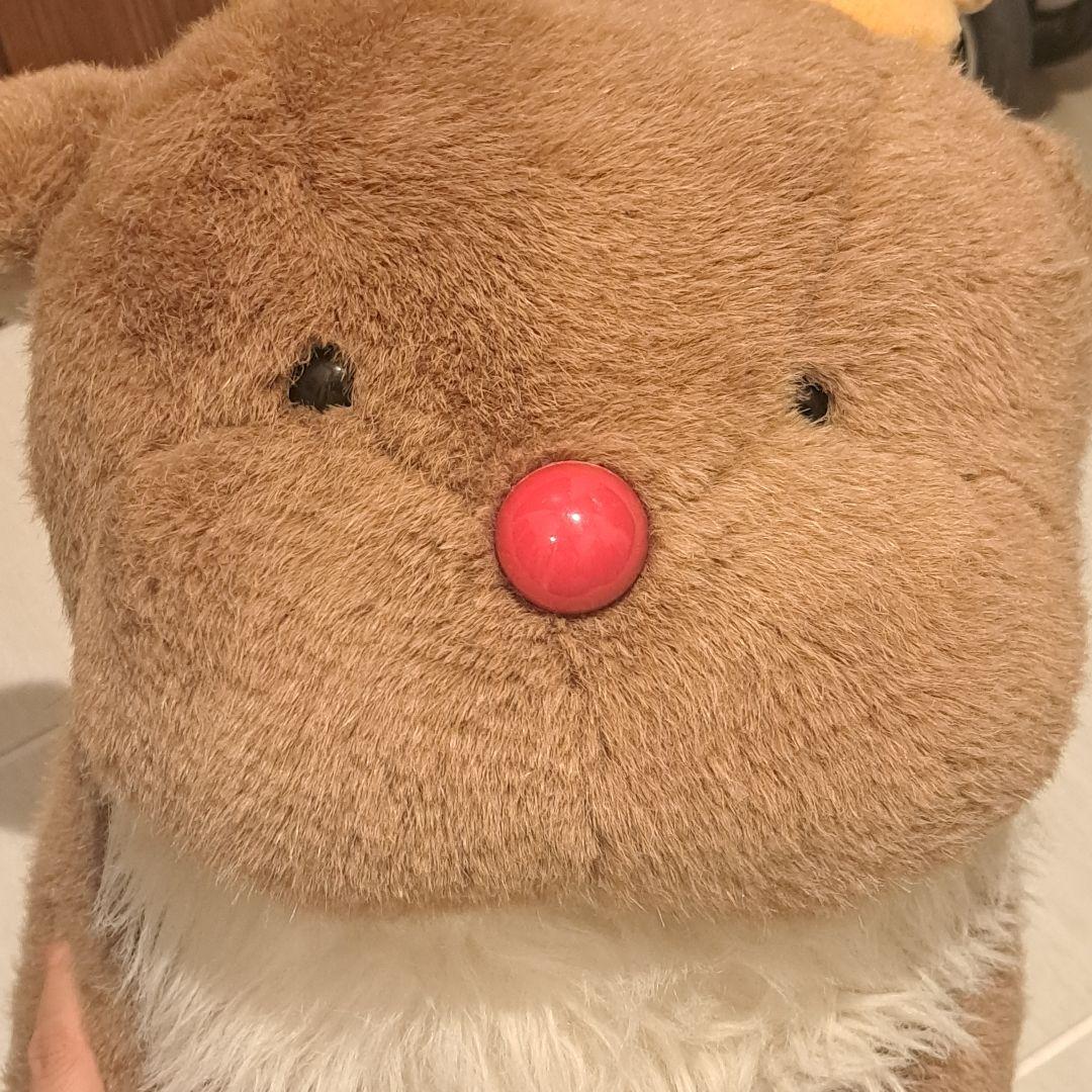 昭和レトロかわいいトナカイ ぬいぐるみ 赤い鼻と黄色い角 ビッグサイズ