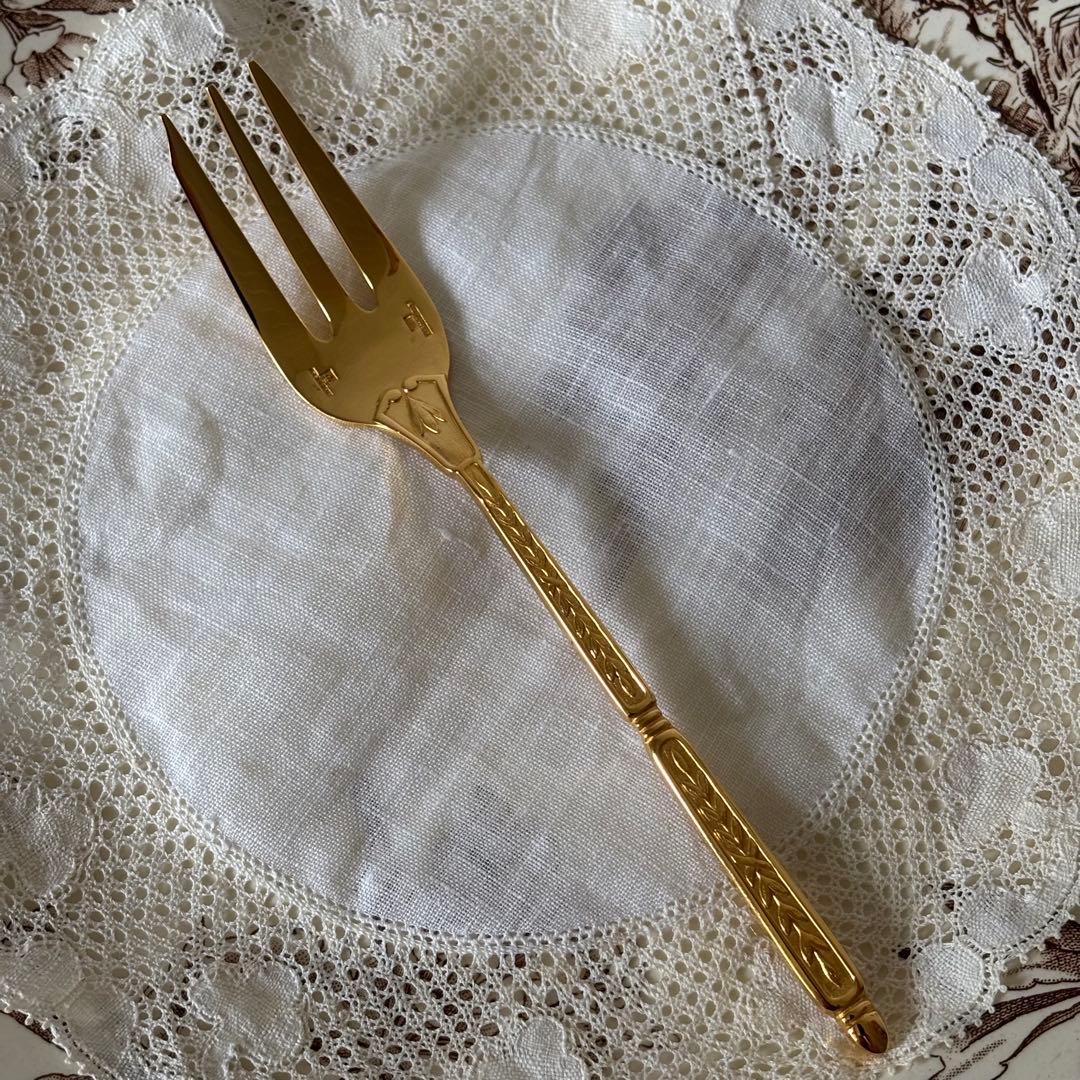 クリストフル ナターシャ 24金プレート デザートフォーク フランス 廃盤