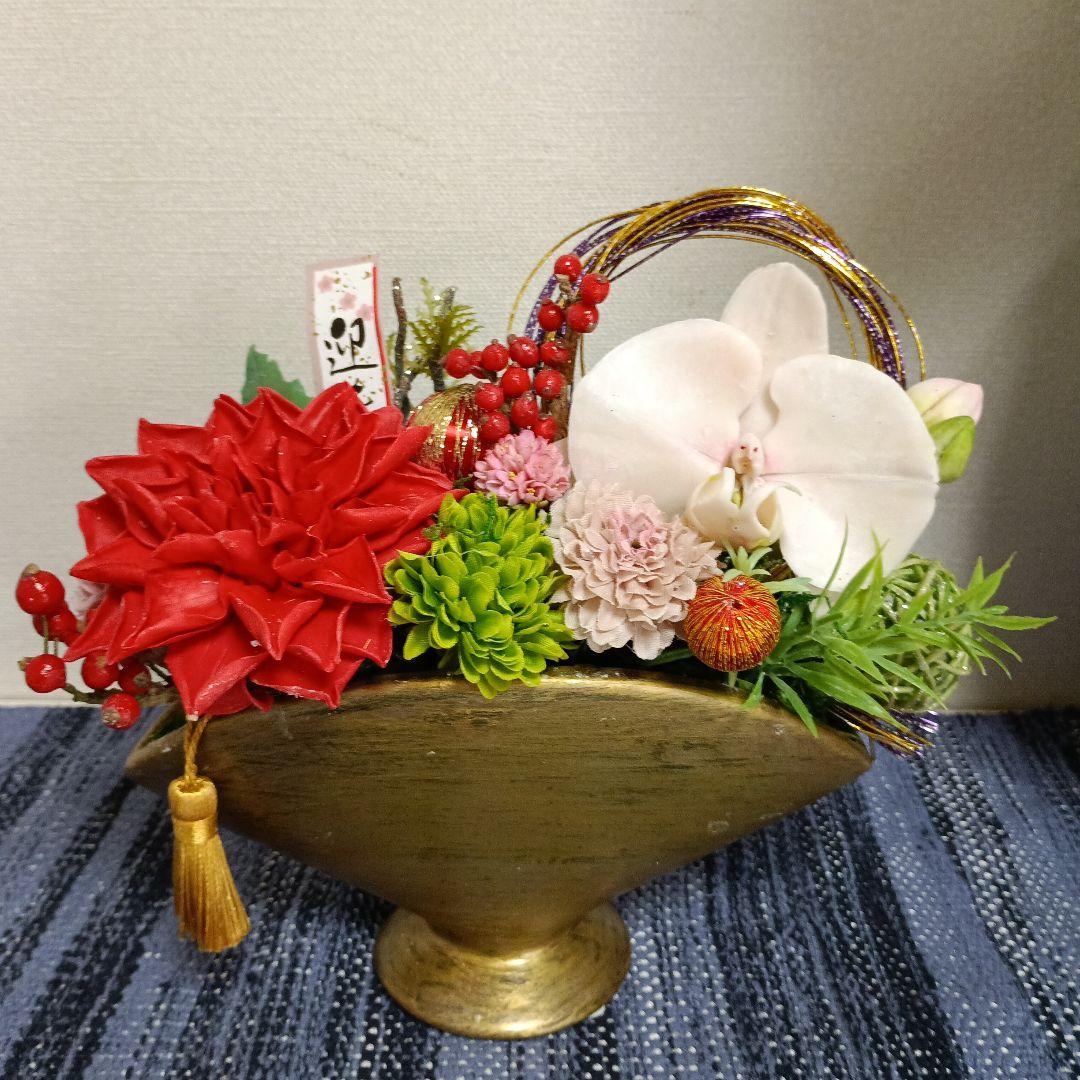 専用 芍薬アレンジ 迎春花 お正月アレンジ クレイフラワー 樹脂粘土