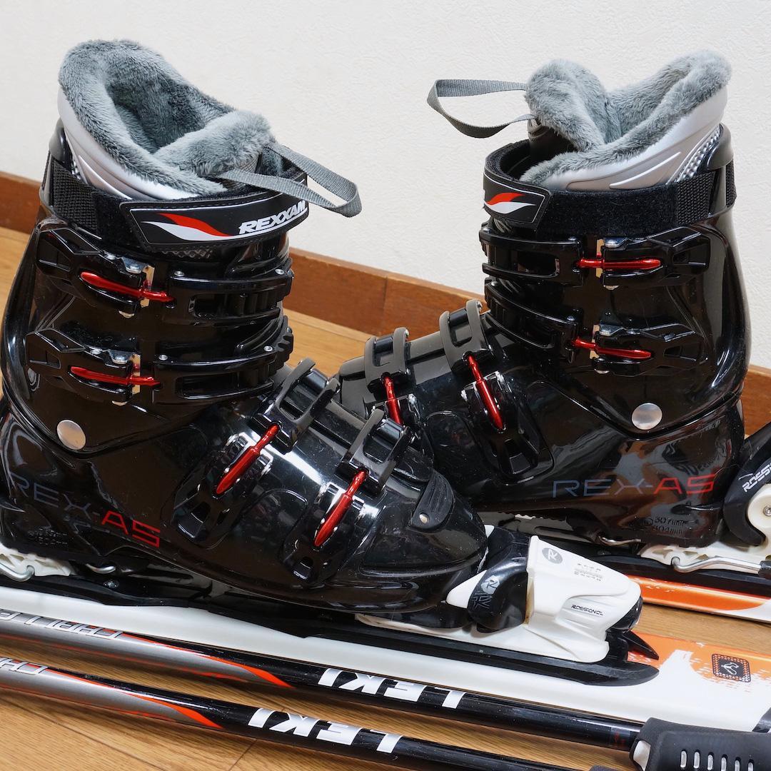 メンテ済 140cm靴26cm ROSSIGNOL中高生向きスキーセット おまけ-人気