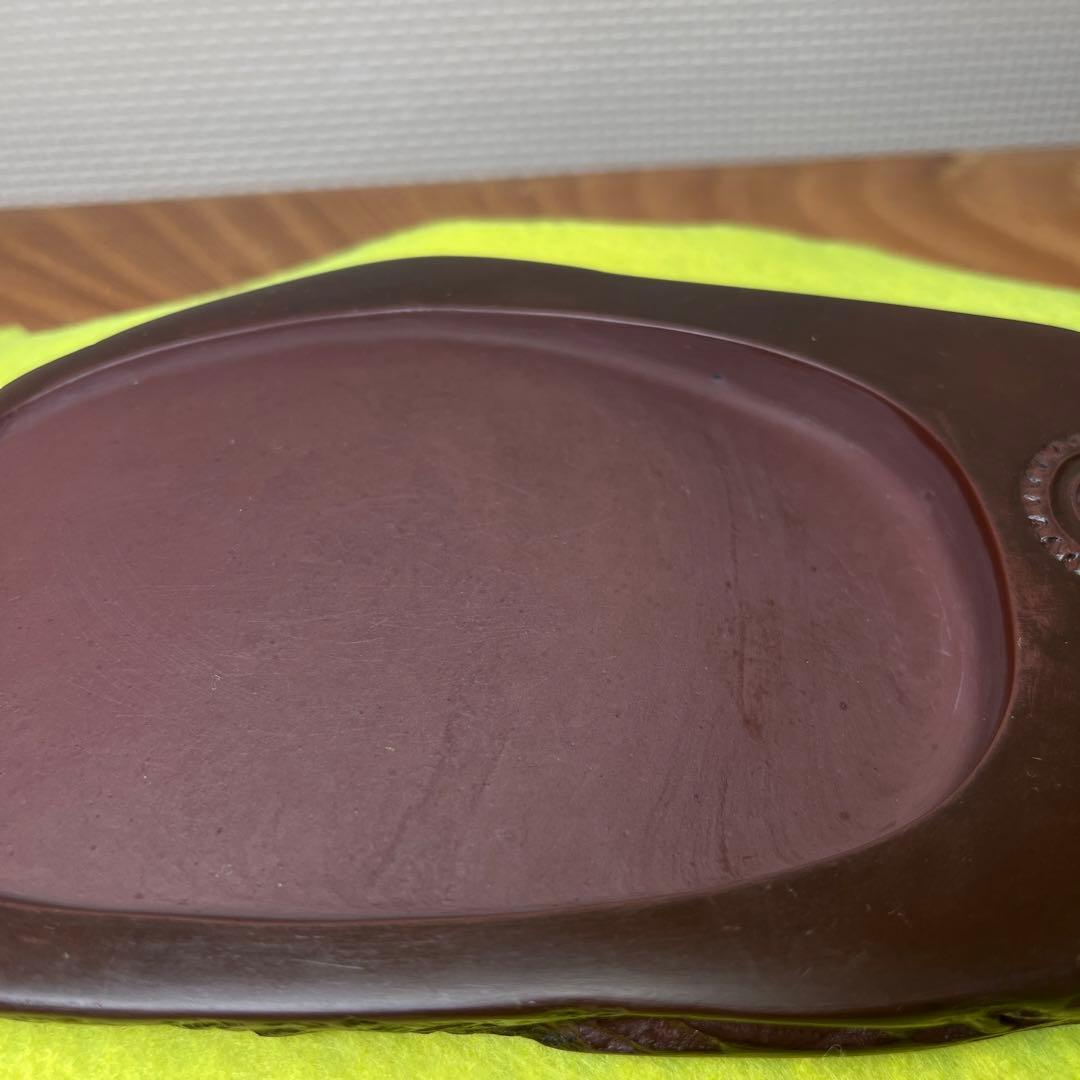 ⭕️紅渓石硯 希少 歯車彫刻 2代目 崎川羊堂 日向名産 現在では4代目