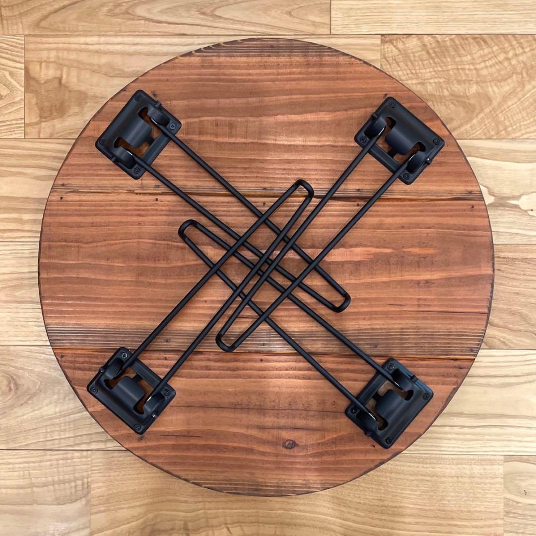 【パズルシリーズ】直径50cm 折りたたみ丸テーブル -vintage- ②