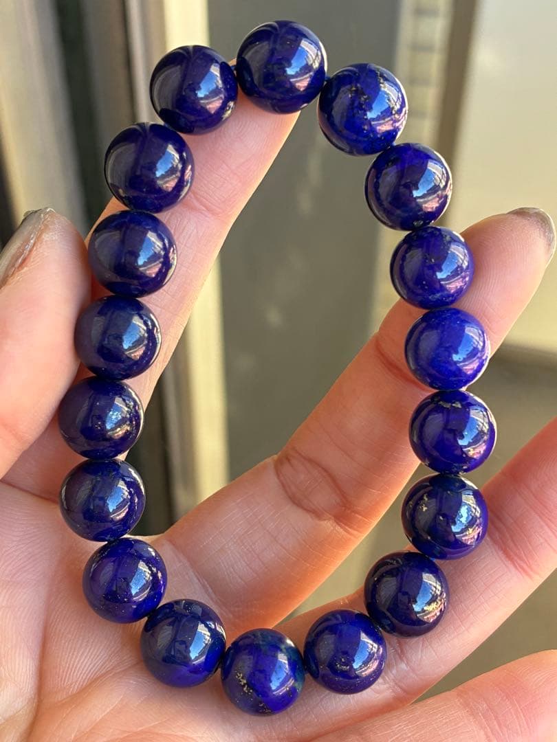極上✨ロイヤルブルー　旧鉱山アフガニスタン産ラピスラズリのブレスレット ラピスラズリ アフガニスタン産 希少 ロイヤルブルー 天然物 極上高
