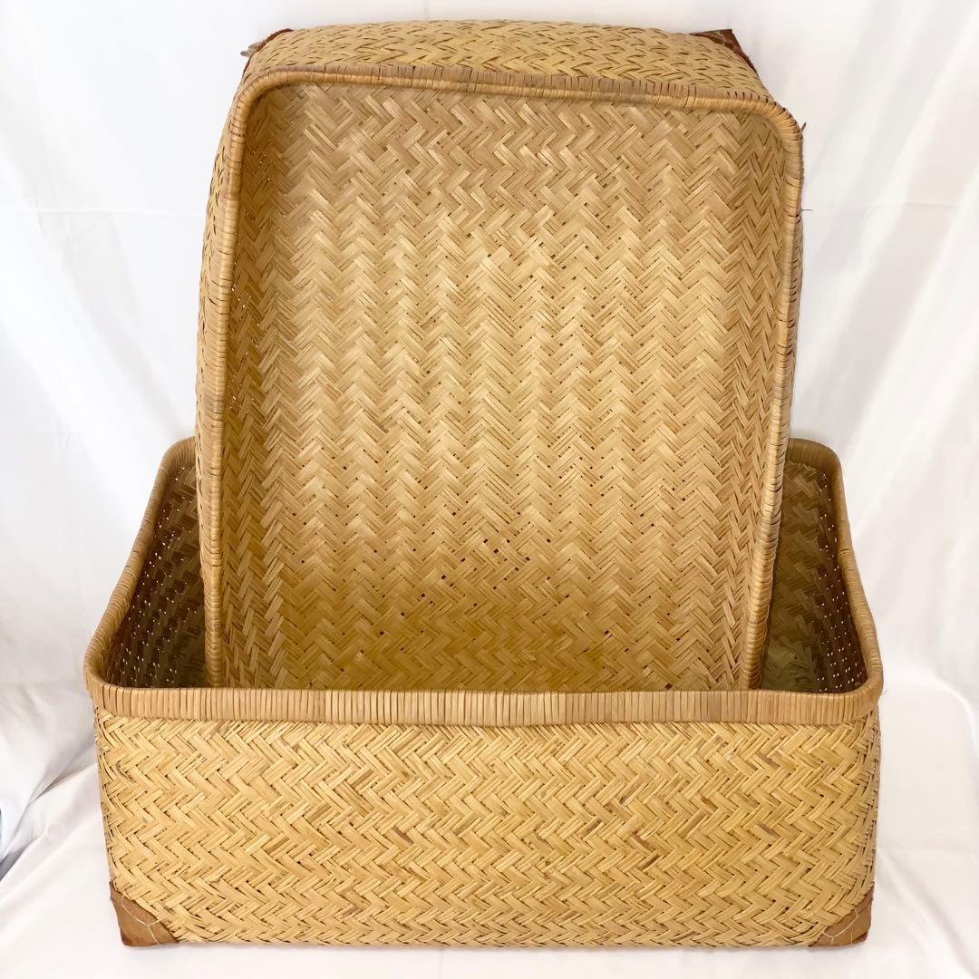 竹行李 竹籠 柳行李 大籠 収納籠 古民具 レトロ 行李 竹行李 柳行李 古民具 雑貨通販こっころ