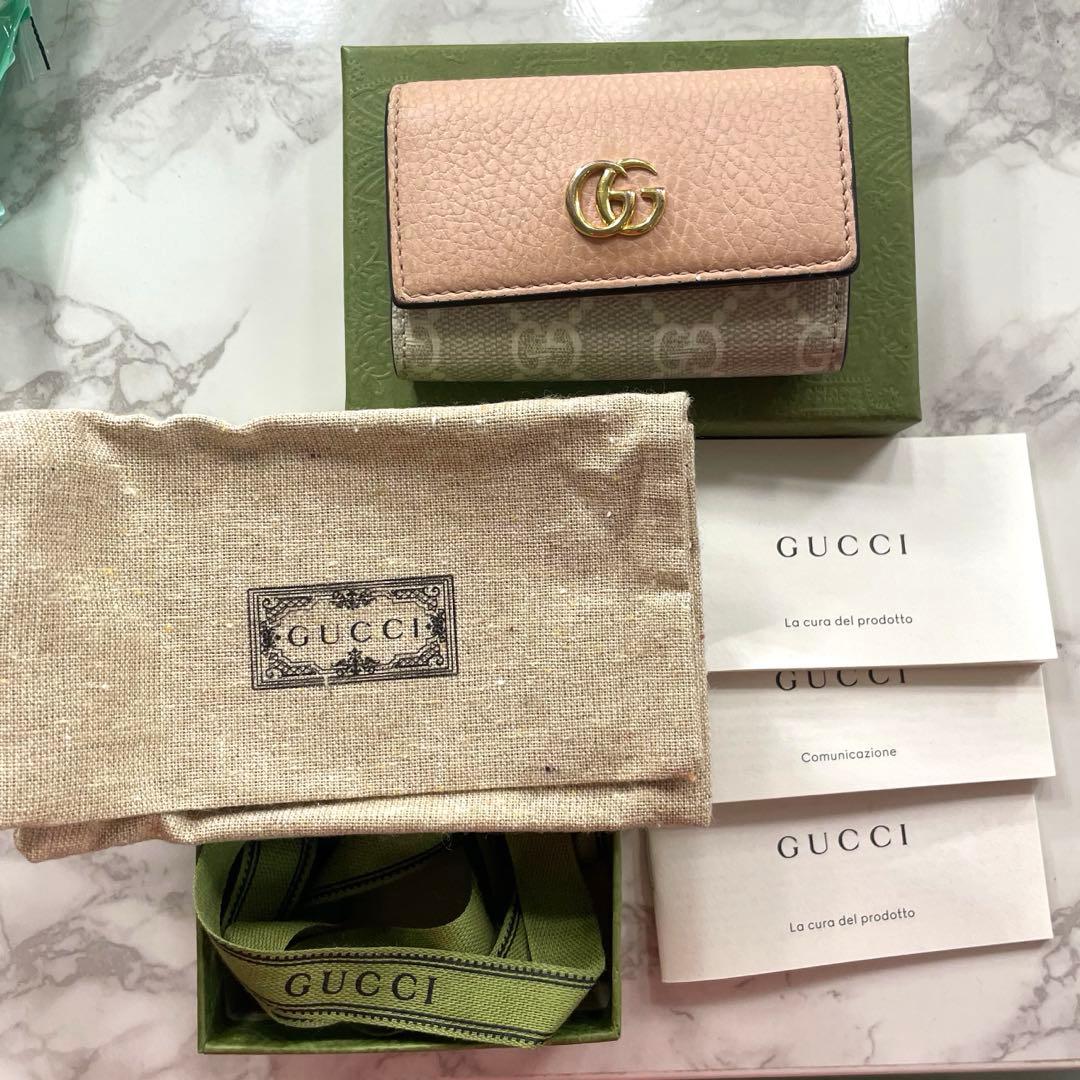 GUCCI キーケース 6連 GGスプリーム GG マーモント PVC ピンク - メルカリ