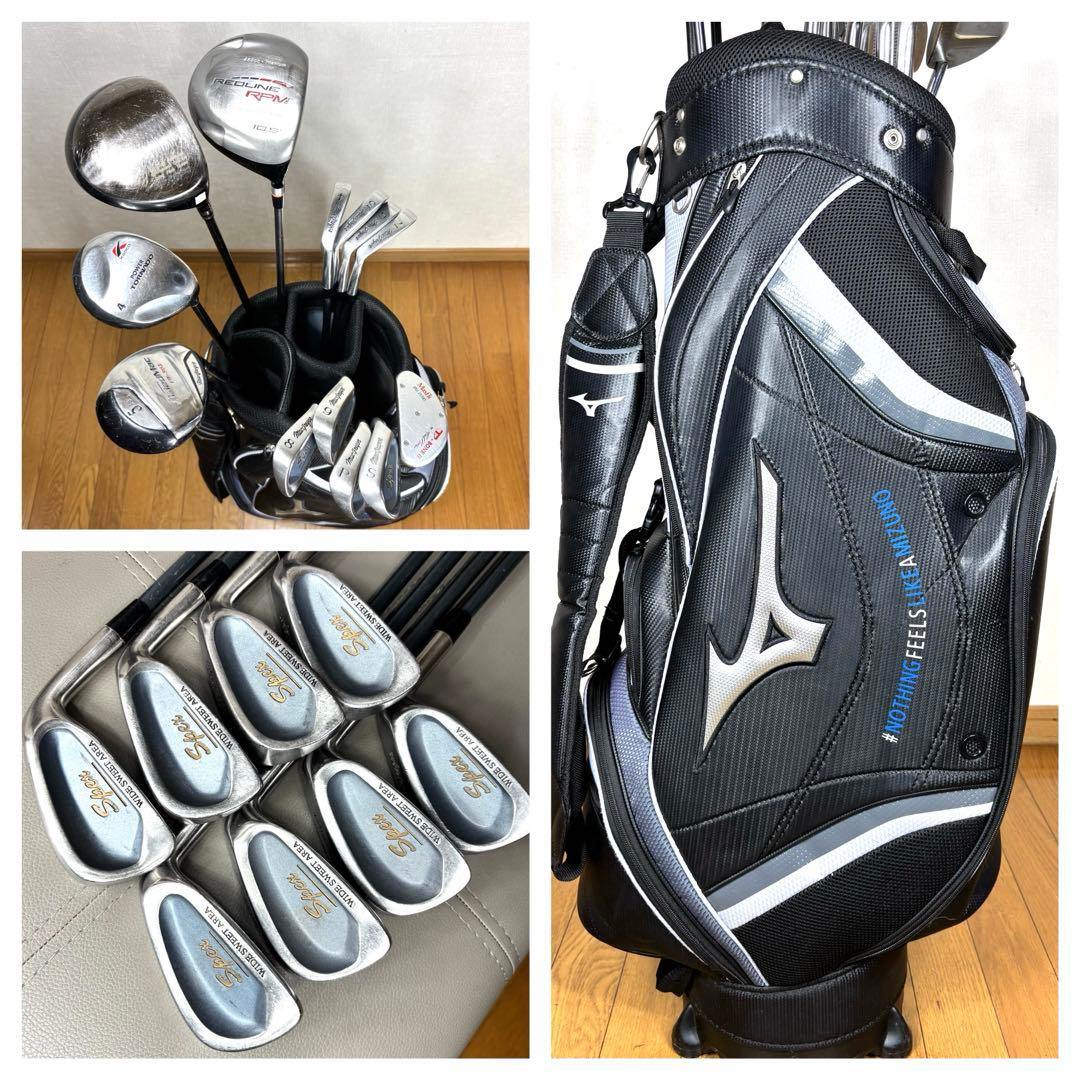 本格派 メンズゴルフクラブ 13本 フルセット MIZUNO 軽量キャディ