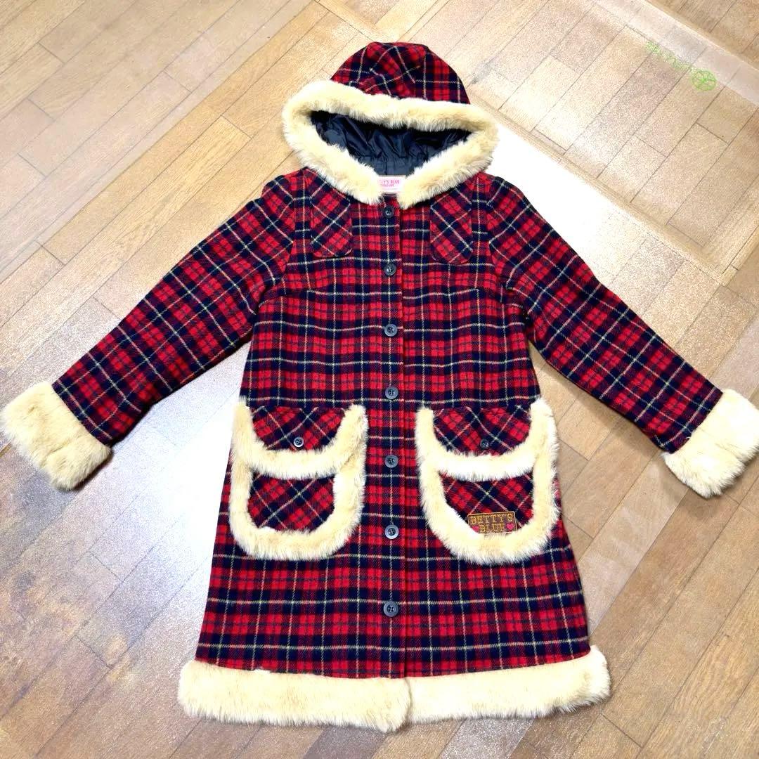 美品 BETTY'S BLUE チェック柄ロングコート コート ベティーズブルー