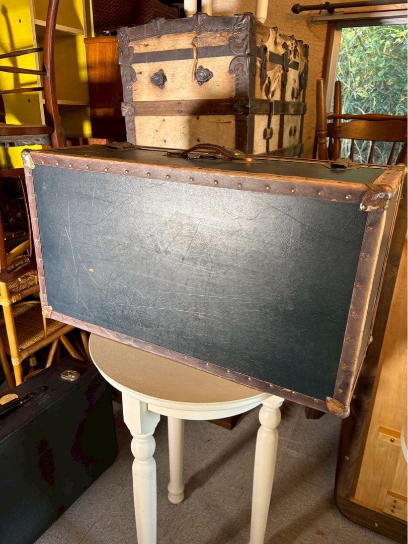 1950-60s アメリカ製 大型スチーマートランク 実使用タグ付 鍵付き