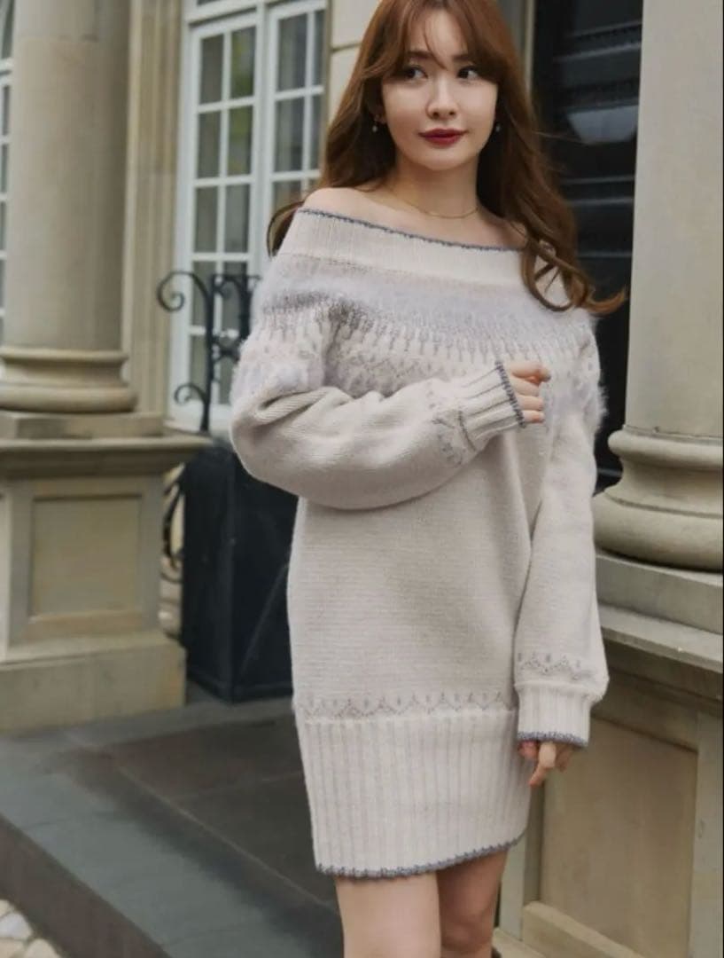 ♥ハーリップトゥ Heart Fair Isle Knit Mini Dress Heart Fair Isle Knit Mini Dress