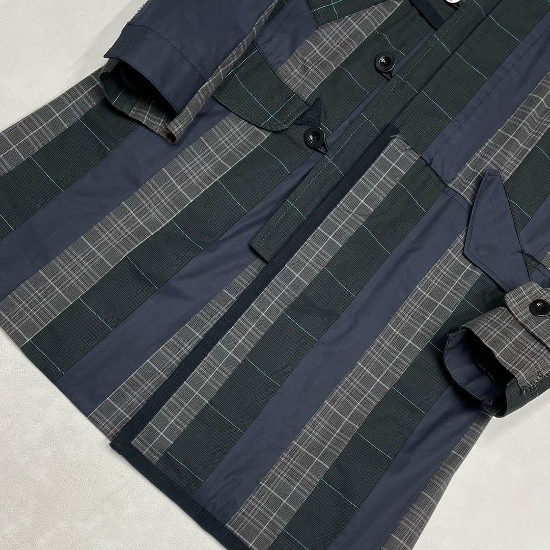 21ss 極美品 sacai サカイ パッチワーク 異素材 ロングコート - メルカリ