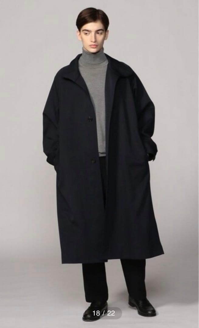 CABaN ウールギャバジン スタンドカラーコート ネイビー Mサイズ