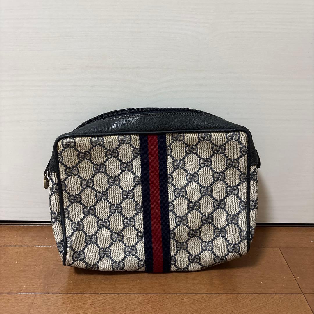 GUCCI グッチ　シェリーライン　GGキャンバス ポーチ GUCCI（グッチ） GUCCI GG柄 ポーチ シェリーライン ウェブ オールド