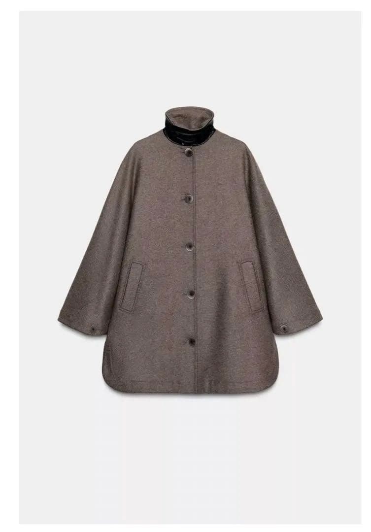 ZARA ウールケープコート コントラストカラー XS -S - メルカリ