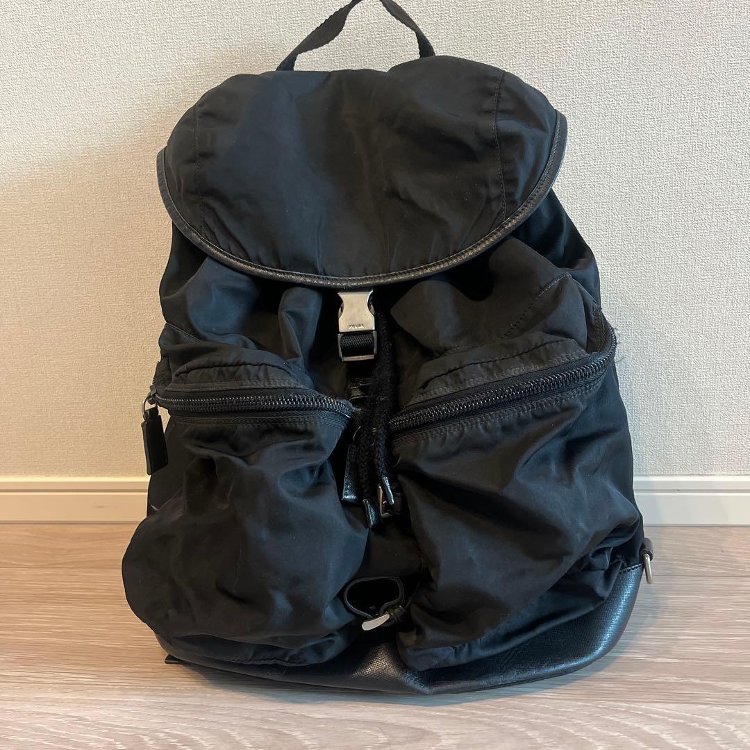 PRADA プラダ V164 ナイロン レザー ネロ リュックサック - メルカリ