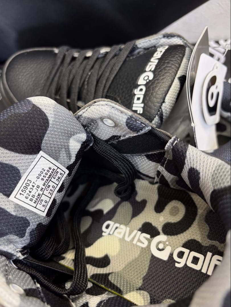グラビス ゴルフ シューズ 23cm 15903 ブラック カモフラ柄 - メルカリ