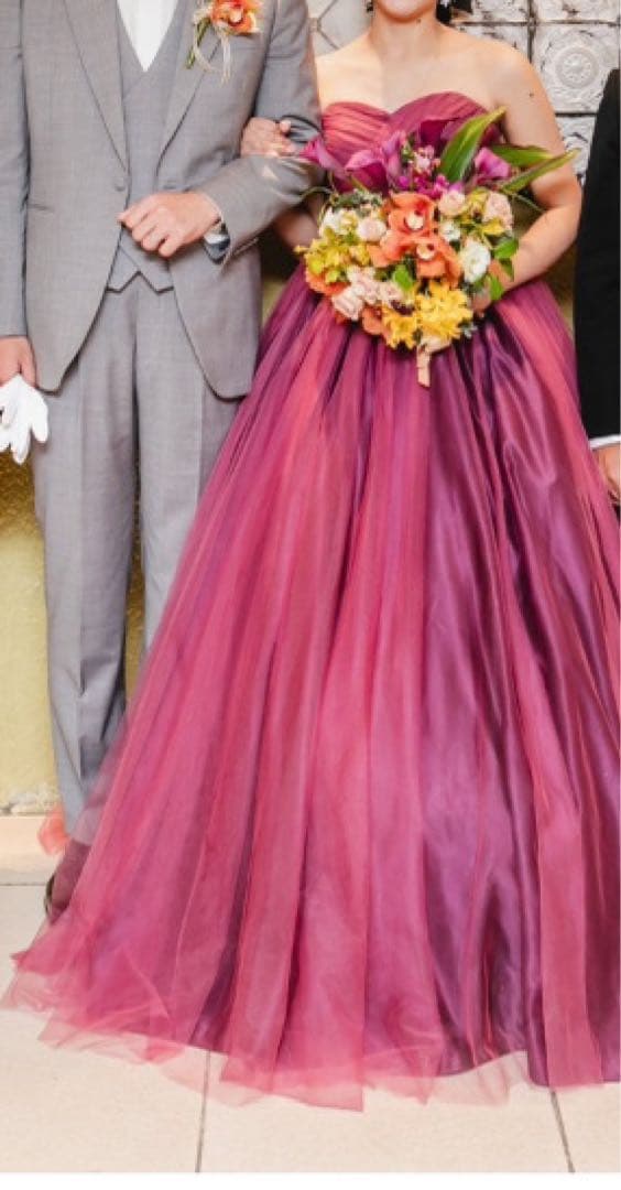 ウェディングカラードレス 楽天市場】カラードレス グレー オレンジ ビスチェ ロングドレス 結婚