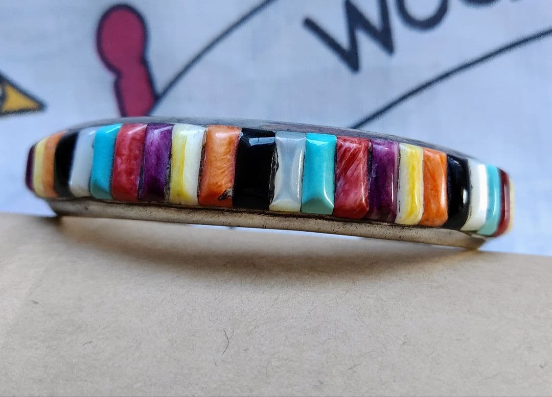 レイアダカイ☆Ray Adakai ナバホ族☆マルチインレイ・バングル M