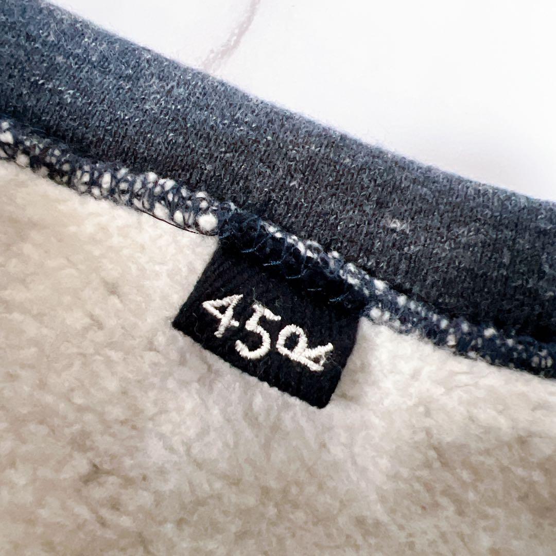 《美品》45R ふわふわ裏毛ポンチョ ストライプ R刺繍 サイズ0 日本製