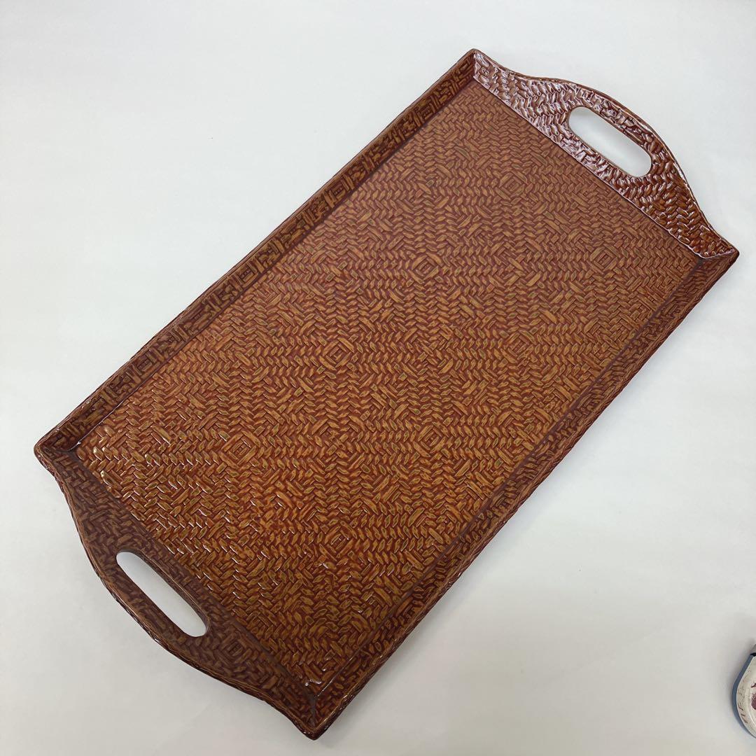 籃胎漆器 らんたい漆器 お盆 トレー 長方形 持ち手 - メルカリ