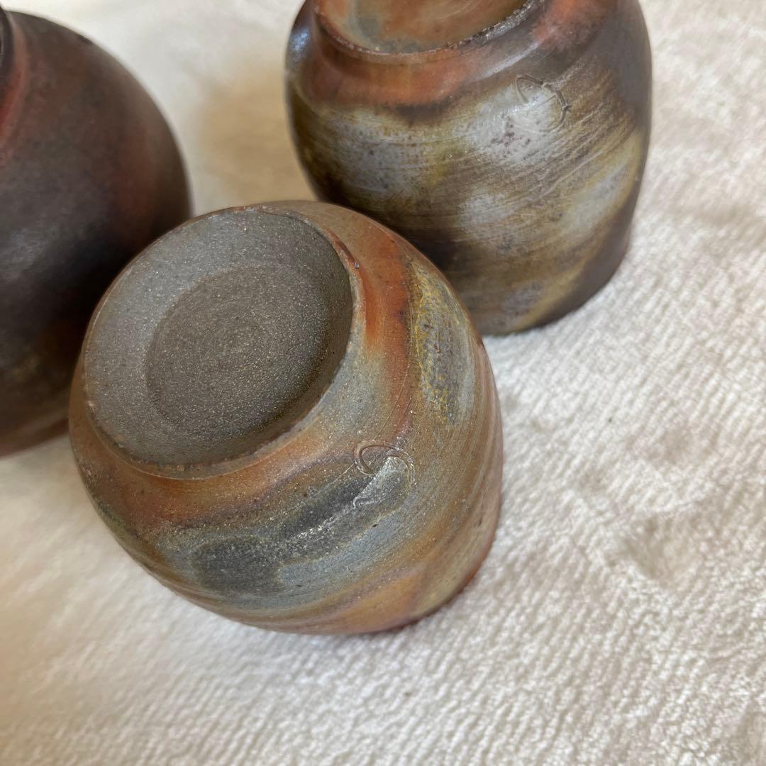 備前焼 急須、湯呑みセット 作者名有り - 工芸品アウトレット ショップ