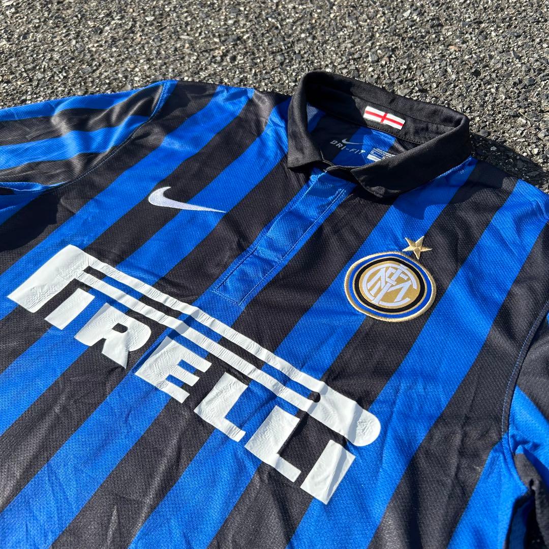 美品】インテル ゲームシャツ ユニフォーム 襟付き レプリカ 青 黒