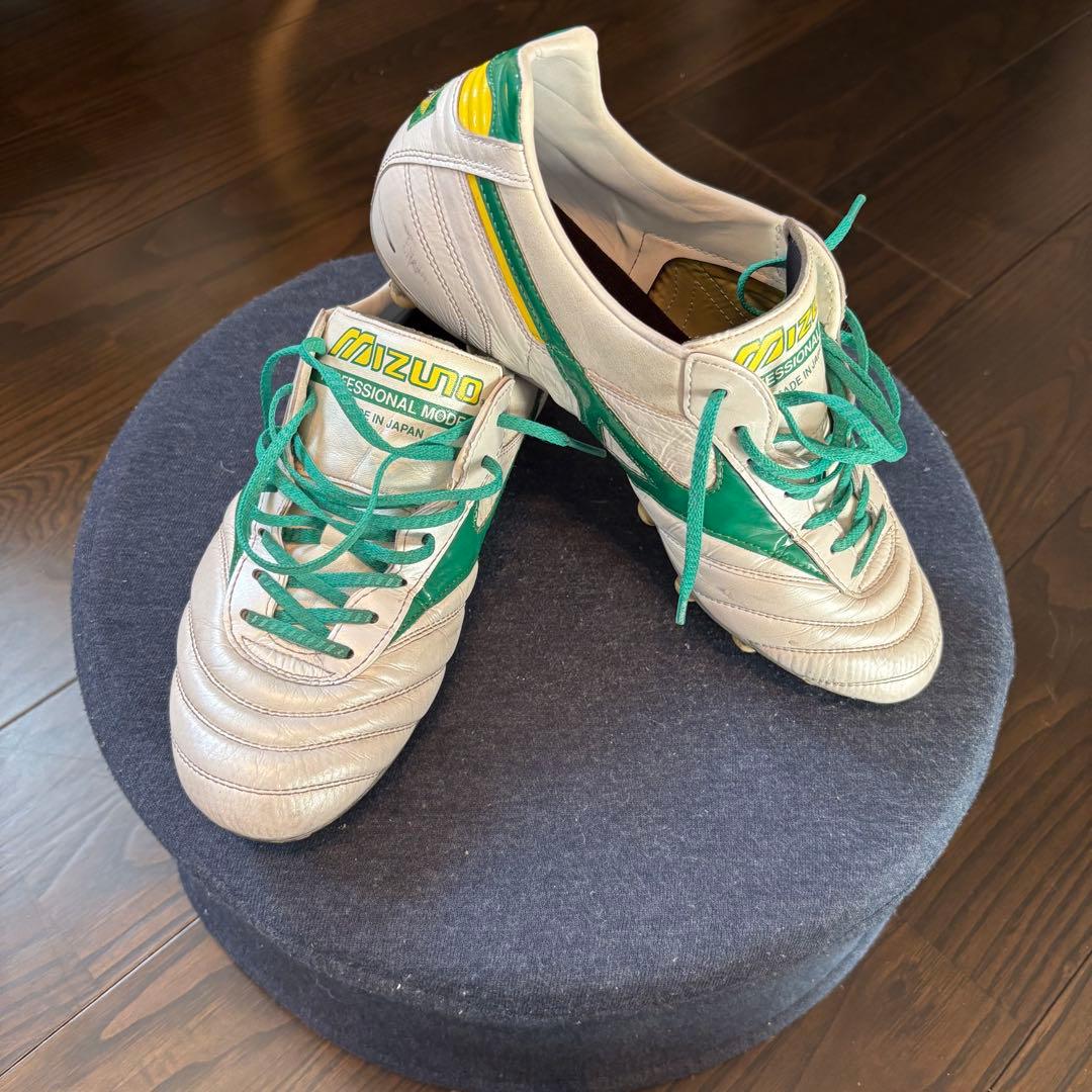 【カスタム】ミズノ モレリア JAPAN ブラジルカラー 28cm ゼログライド ミズノ、モレリア2JAPANの限定カラーにゼログライドシューレースで
