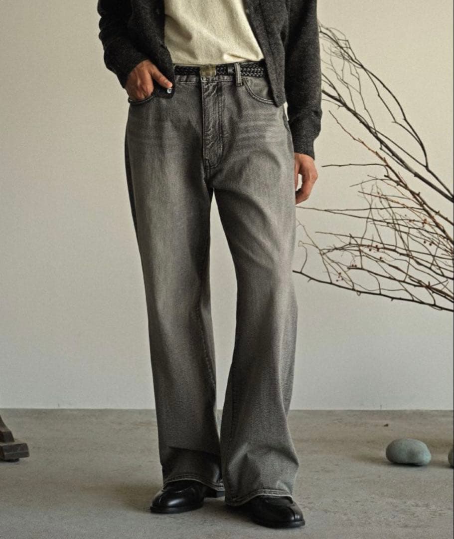 shiun〉 FLARE SLUB DENIM PANTS