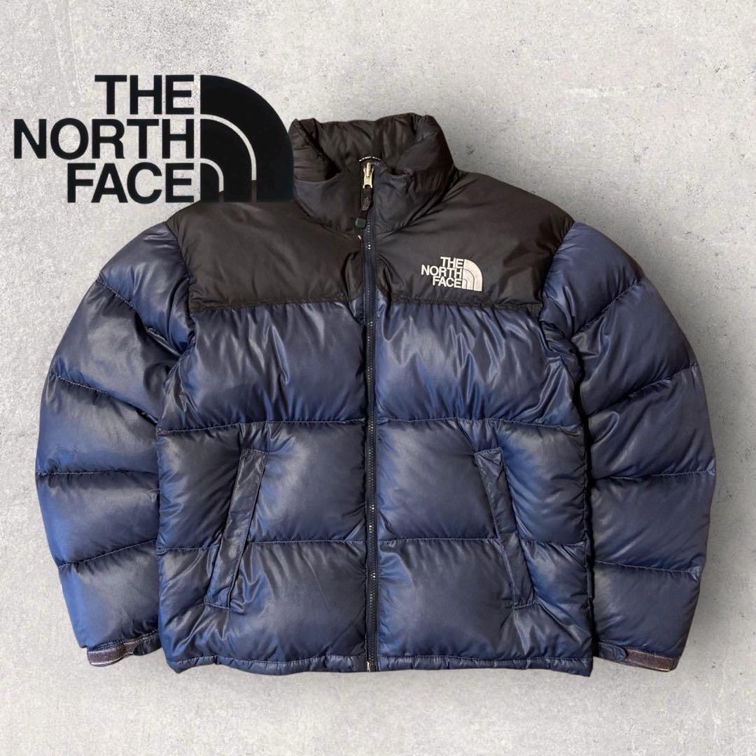 【ザ・ノースフェイス】ヌプシ　ダウンジャケット　700 S ネイビー　刺繍ロゴ ノースフェイス ヌプシ ダウンジャケット メンズ S 紺 700fp 刺繍ロゴ