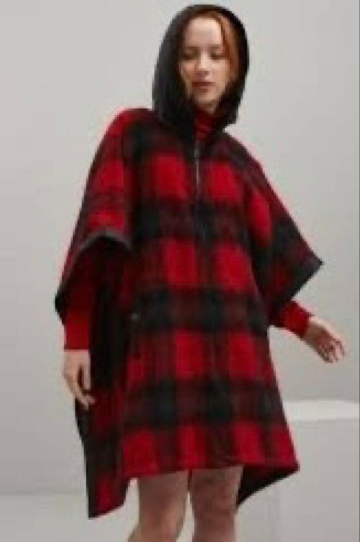 綺麗❗️現行 ケープ 切替ダウン ふわふわアルパカモヘヤ チェック