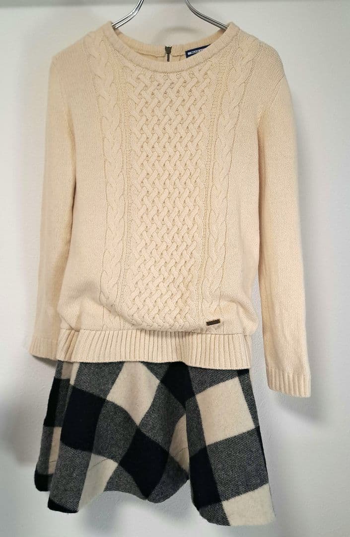 バーバリーブルーレーベル ケーブル編みニットドッキングOP38 - メルカリ