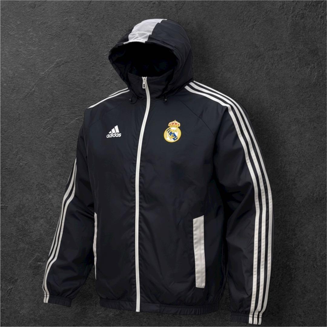 00s adidas レアルマドリード　ナイロンジャケット　短丈　ドローコードL adidas レアルマドリード トラックジャケット Real Madrid 2024/25