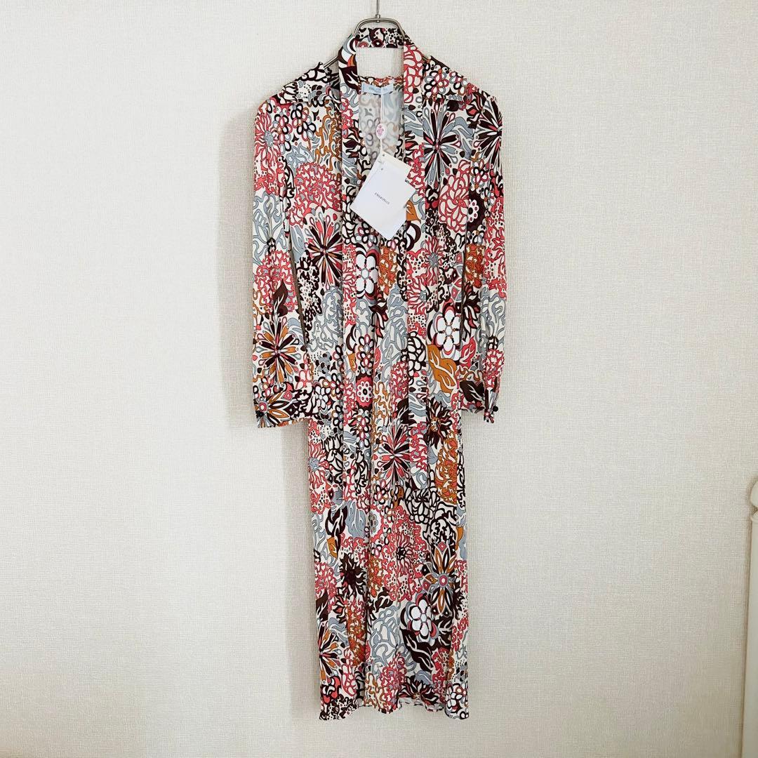 未使用】エミリオプッチ プッチ柄 長袖 スキッパー シャツワンピース