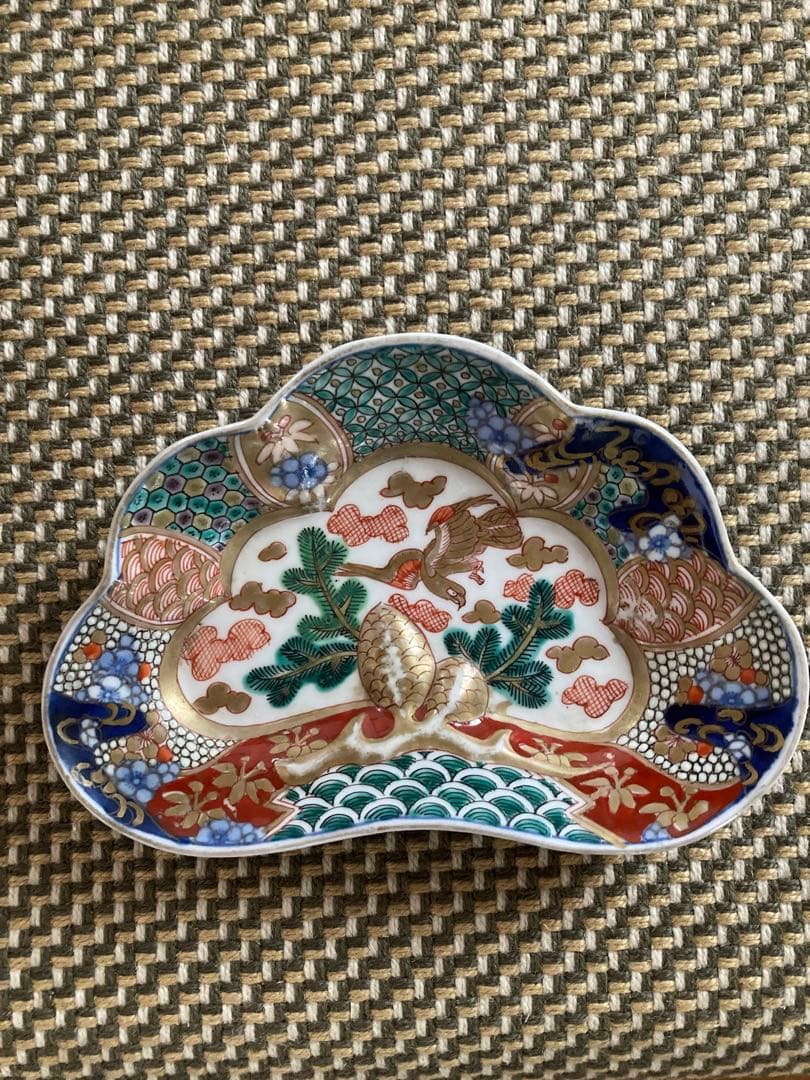 古伊万里 5客 松形向付 入手困難 上手品 古伊万里金彩色絵龍に石畳文向付5客 江戸時代 | 古美術ささき