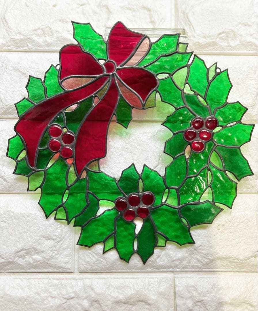 【ステンドグラス】クリスマスリース ステンドグラス】クリスマスリース 1点限定 リース Atelier 108 通販
