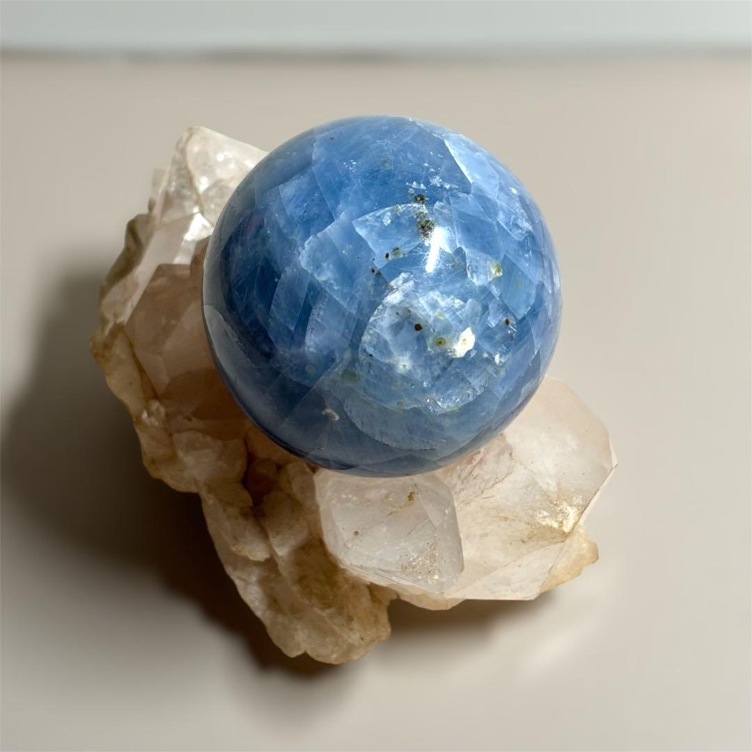 セレスタイト ペリドット共生 スフィア 59mm 59ミリ 天然石 置物