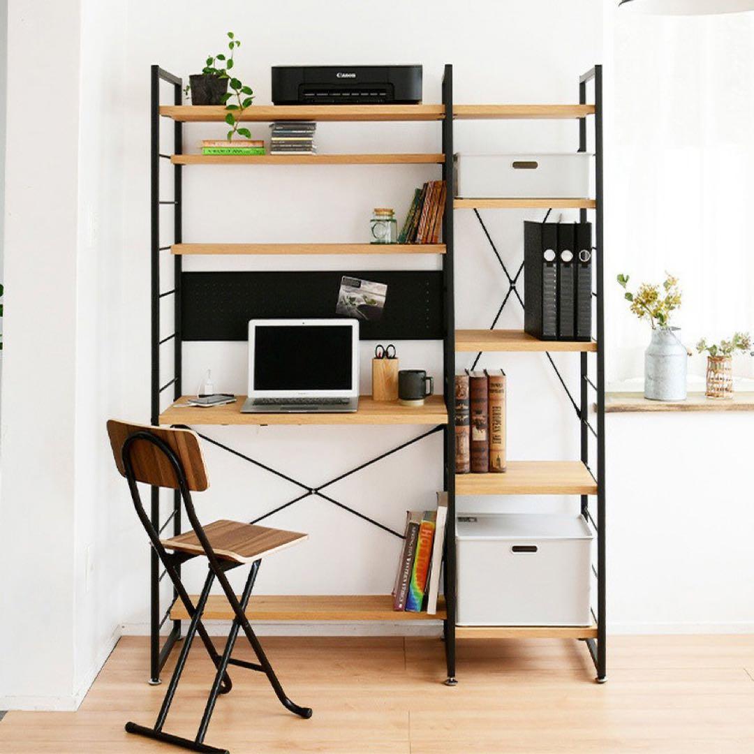 新品箱不良 山善 ウッドシェルフデスクMWSD-1612E(OAK/SBK) - メルカリ