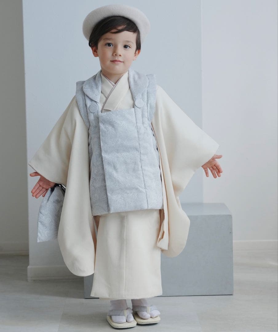 七五三 3歳 被布コート グレー 男の子 utatane お正月 正月 初詣