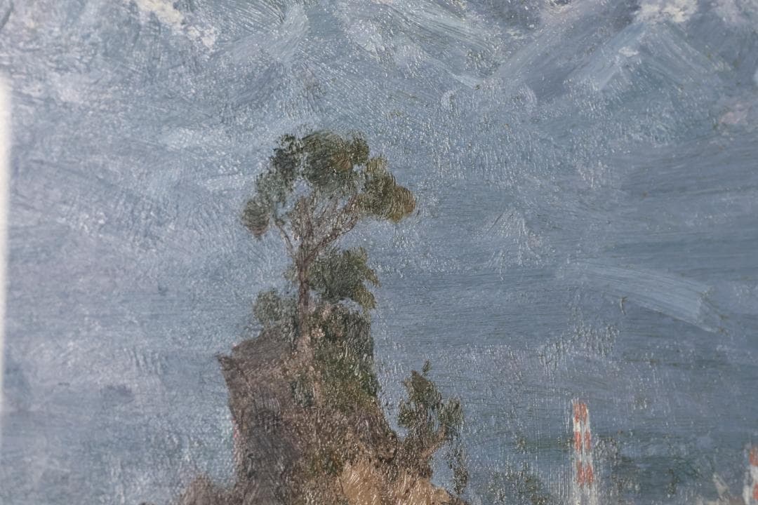 【真作】　大渕繁樹　「 潮騒 」　F8号　油彩　雨晴海岸　師：樋口洋　BK095