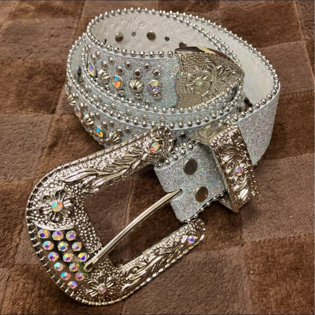 ベルト シルバー ラメ ギラギラベルト ブリンブリン - メルカリ