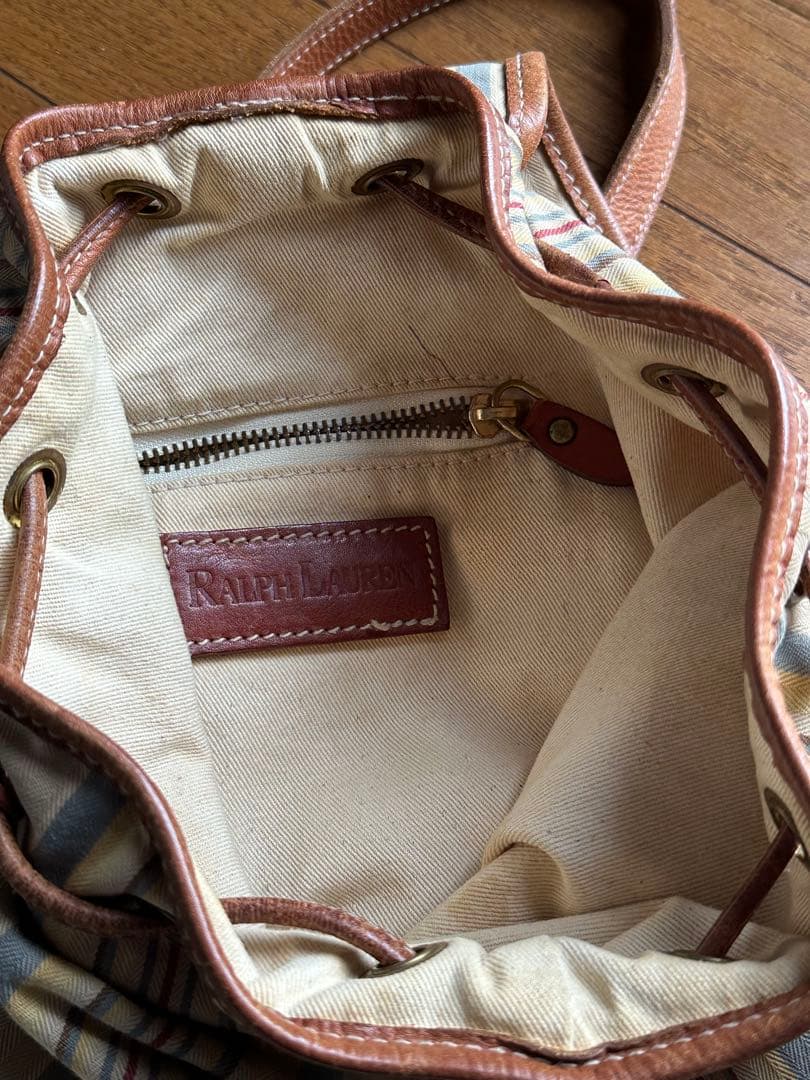 専用ラルフ ローレン リュック レザー キャンバス 総柄 ストライプ柄