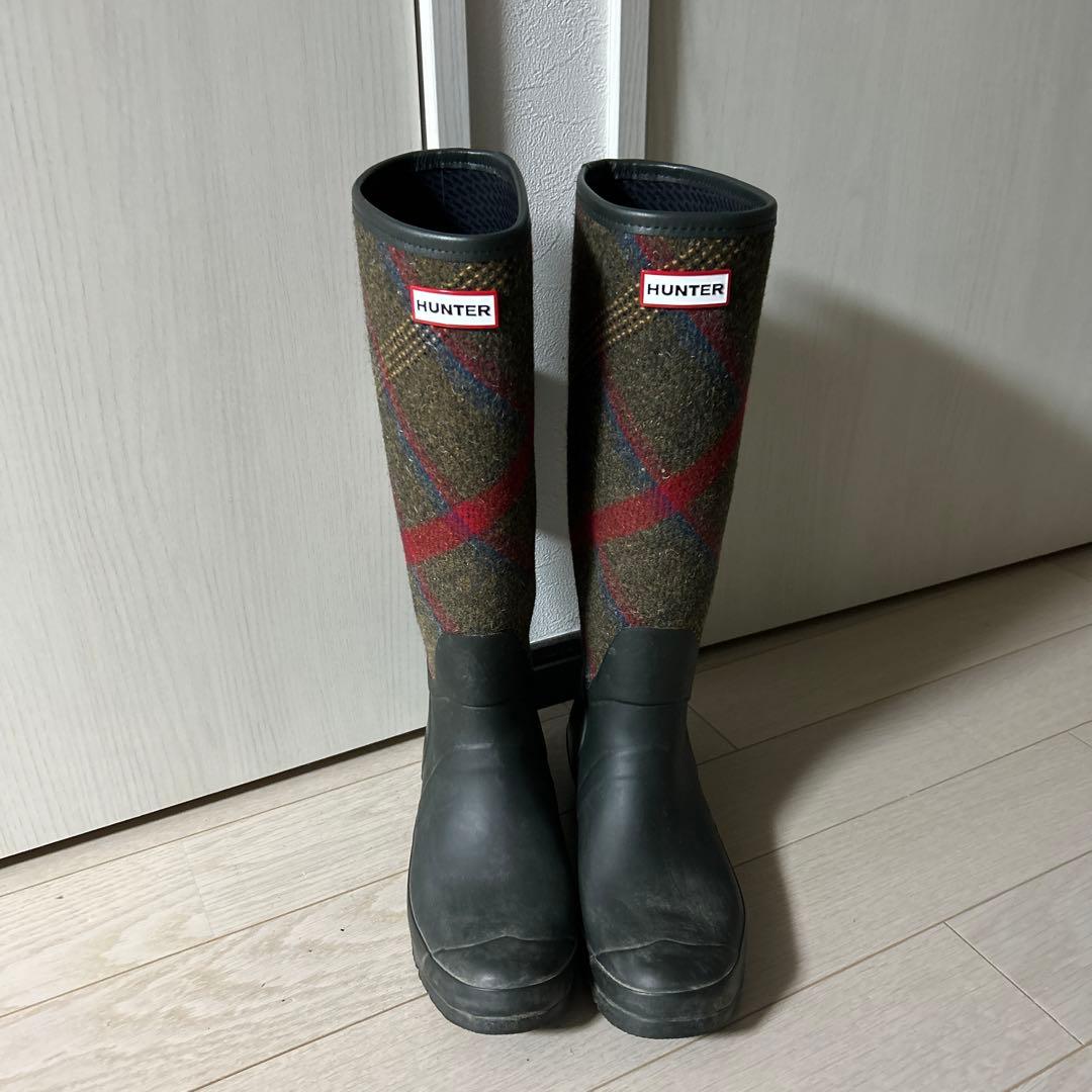HUNTER ハンター レインブーツ 長靴 チェック柄 ブリティッシュウール