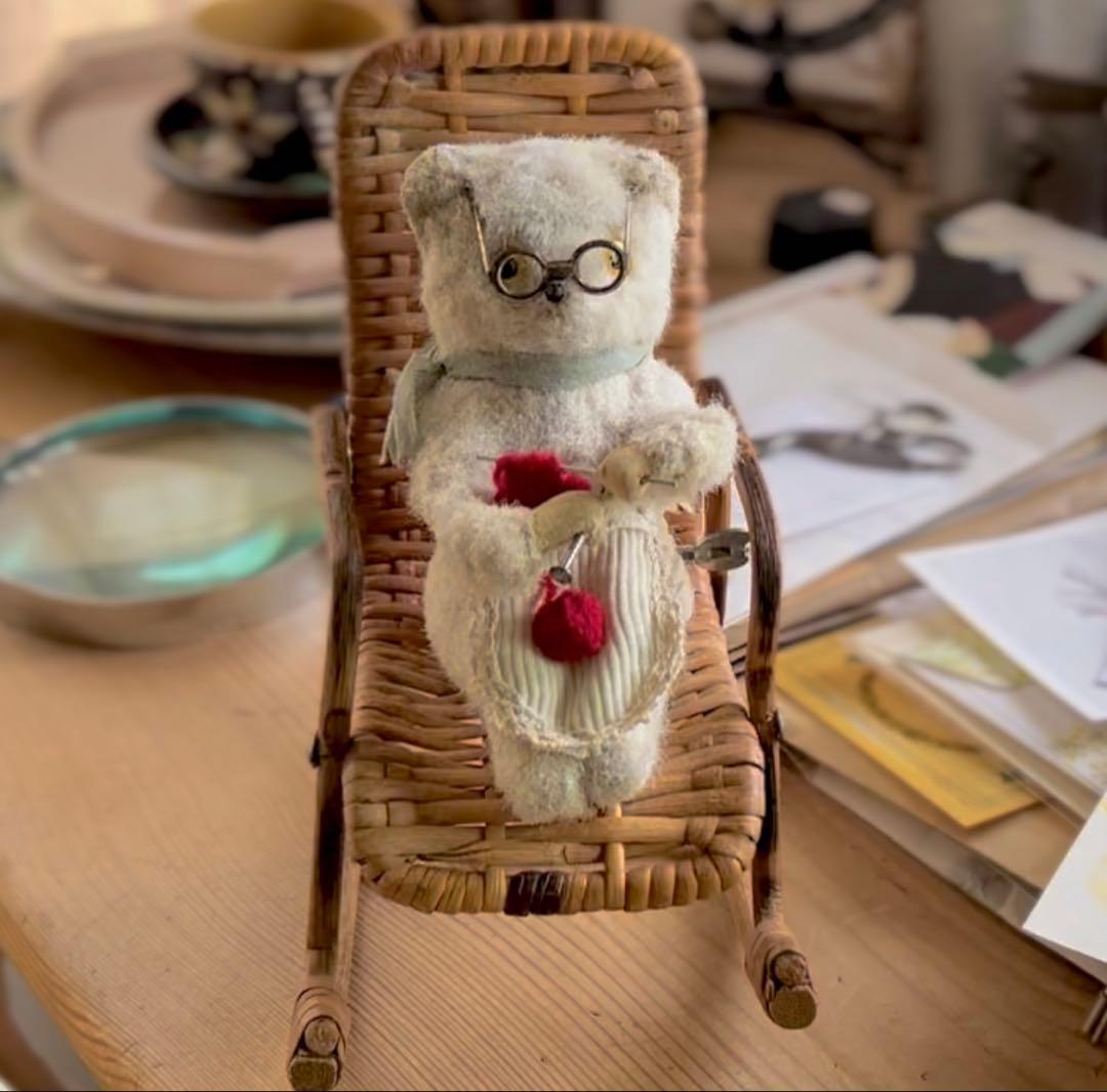 アンティーク 編み物ねこ 海外輸出用 里帰りっ子 ゼンマイ式の通販