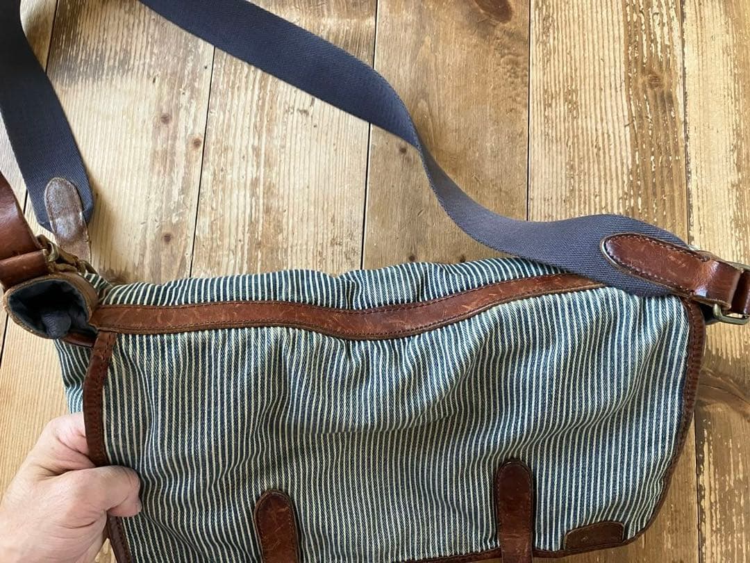 RALPH LAUREN RUGBY メッセンジャーバッグ デニム レザー - バッグ在庫